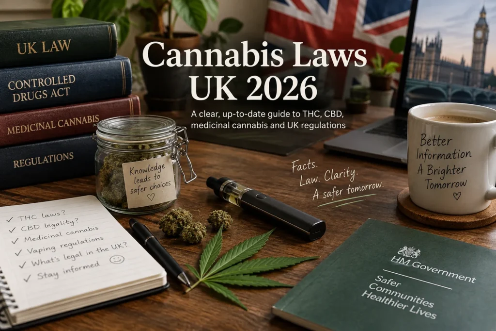Cannabis laws UK 2026 guide to THC, CBD and cannabinoid regulations.